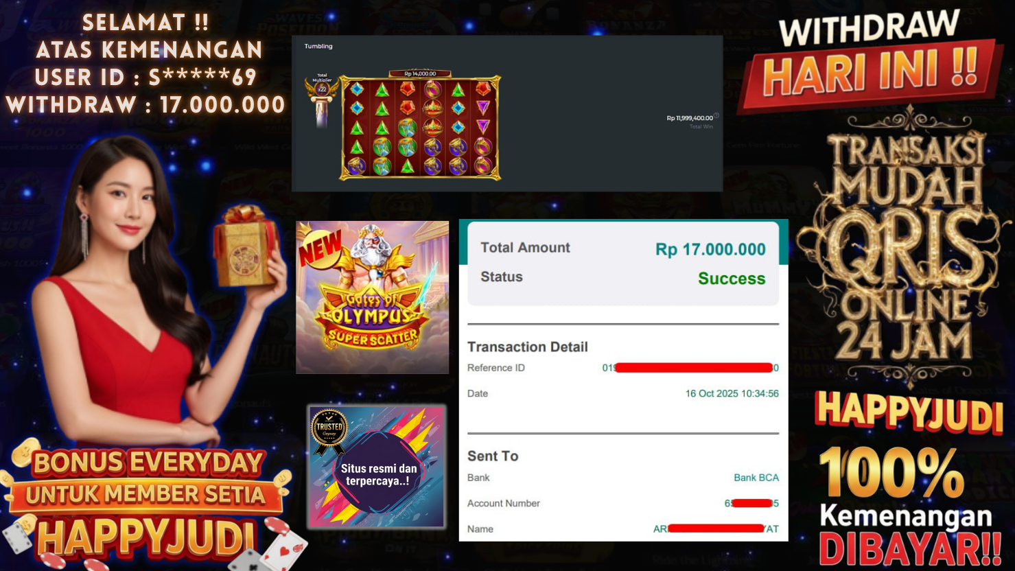 HAPPYJUDI JACKPOT SLOT GATES OF OLYMPUS SUPER SCATTER
